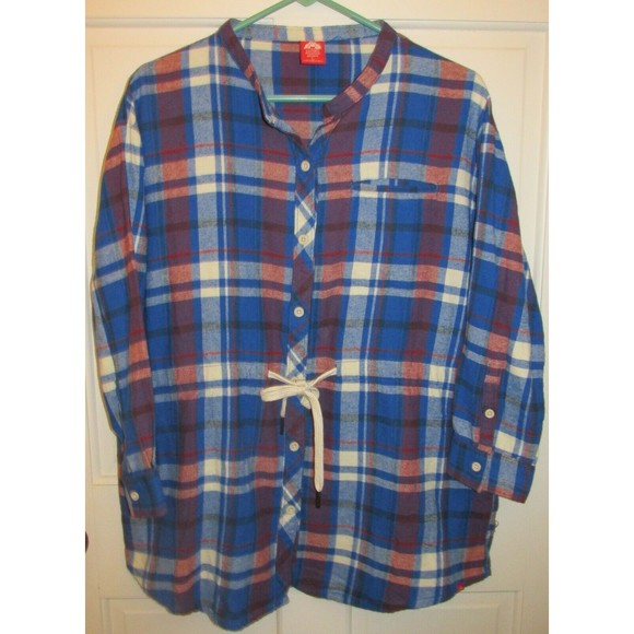EMS Eastern Mountain Sports Womens Plaid Button Front Flannel Tunic Shirt Size L - Picture 1 of 10